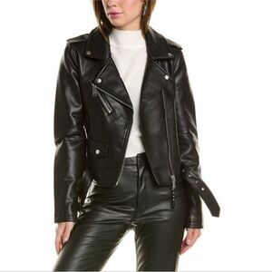 NWT-REBECCA MINKOFF FAUX LEATHER BLACK MOTO JACKET